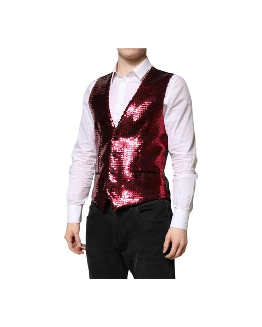 Dolce & Gabbana Red Suit Vests for men