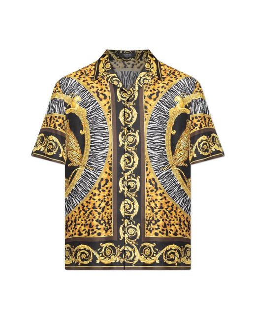 Short Sleeve Shirts Versace de hombre de color Yellow