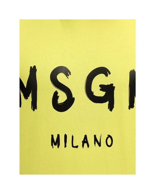 MSGM Katoenen Jersey T-Shirt Met Logodetail in het Yellow voor heren