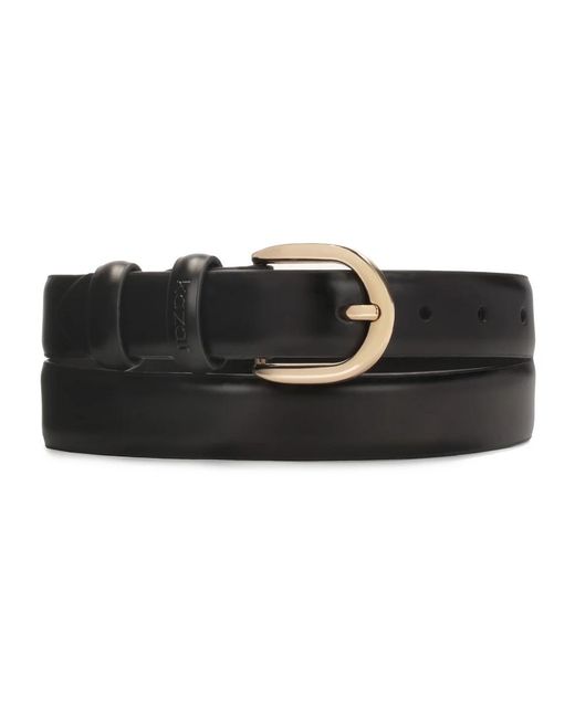 Kazar Accessoires ,Zwart ,Leer Zwarte Leren Riem Met Afgeronde Gesp in het Black