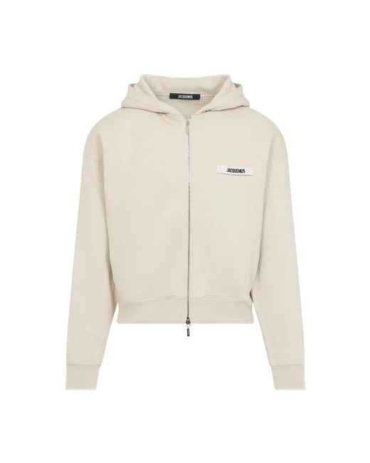 Jacquemus Hoodies & Sweatvesten ,Katoen Katoenen Hoodie Met Ritssluiting in het White voor heren