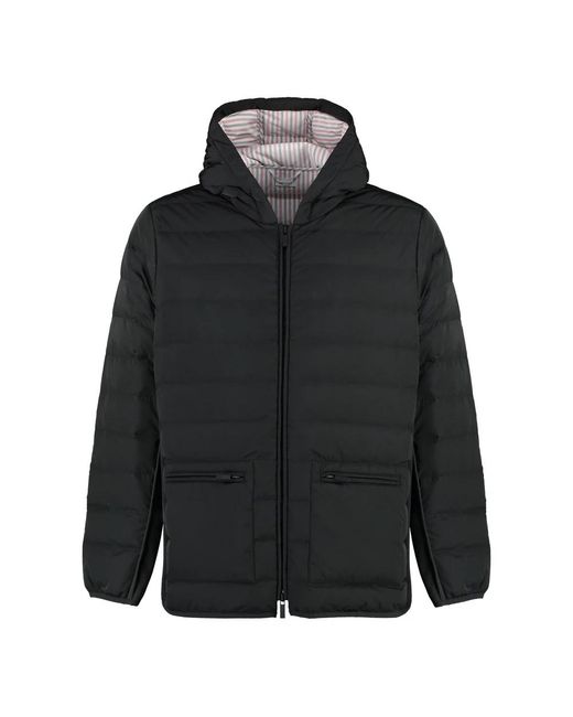 Thom Browne Hooded Down Jacket in het Black voor heren