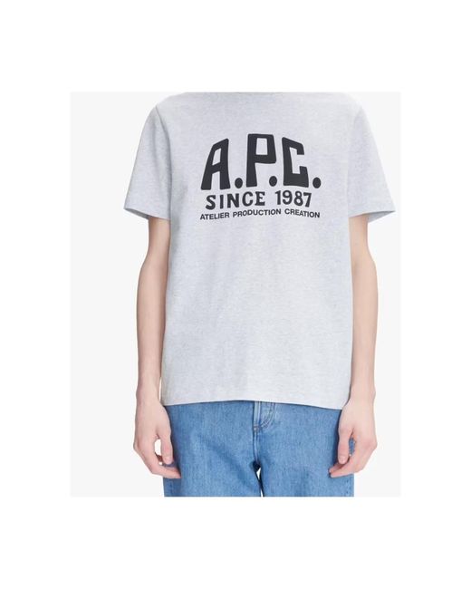 A.P.C. Vintage-logo-print bio-baumwoll-t-shirt in Gray für Herren