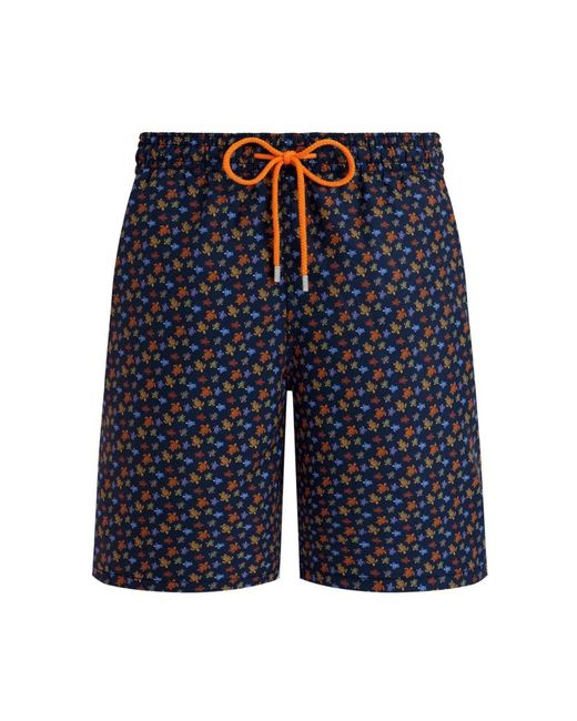 Vilebrequin Badmode ,Blauw ,Long Swim Shorts Micro Ronde Des Tortues in het Blue voor heren