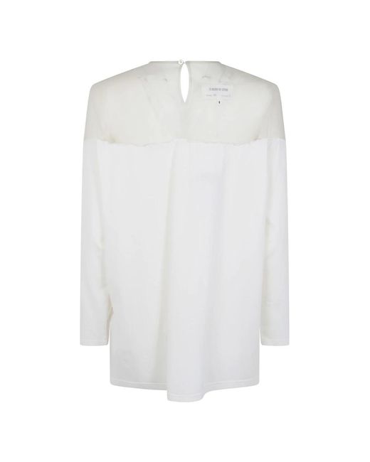 MM6 by Maison Margiela White Long Sleeve T-Shirts