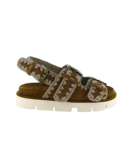 Mou Brown Flat Sandals