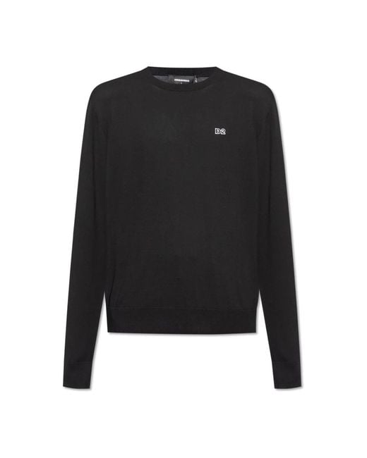 DSquared² Black Round-Neck Knitwear for men