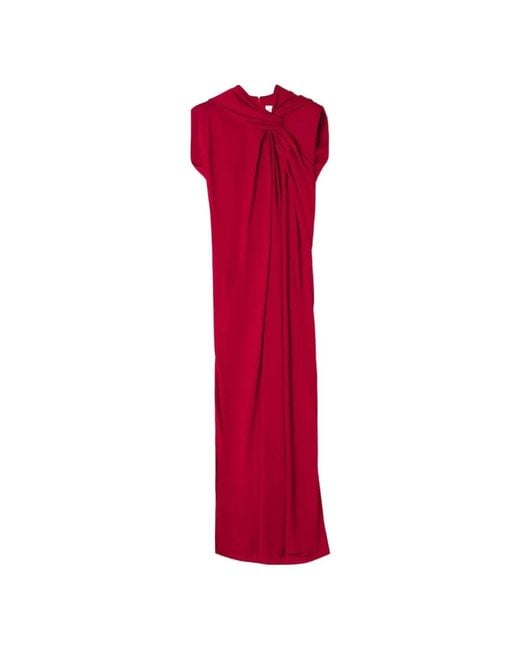 Lanvin Red Front Knot Kleid