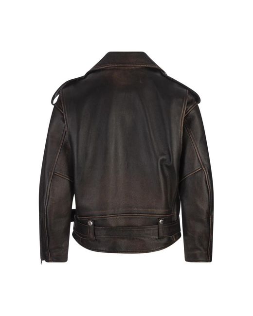 Leather Jackets McQueen de color Black