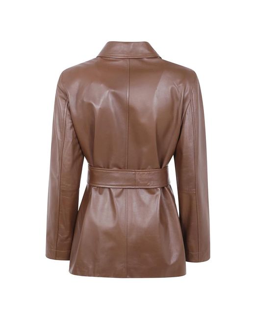 Max Mara Leather Jackets in het Brown