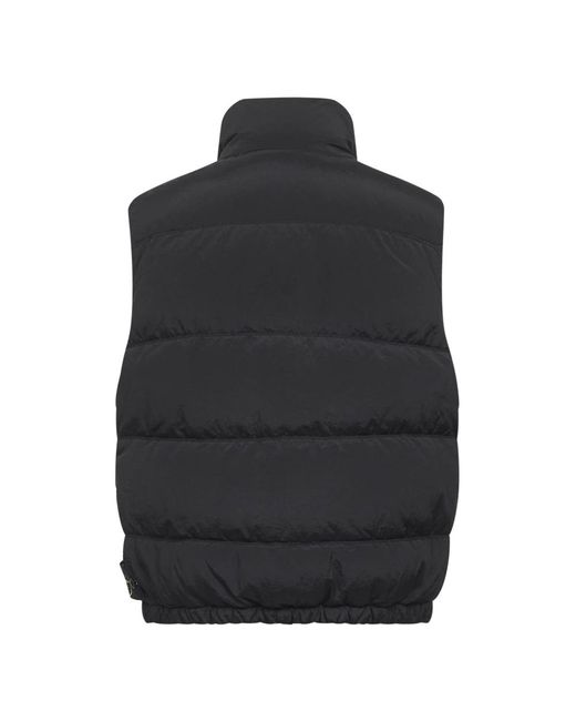 Stone Island Jassen ,Zwart ,Zwarte Gewatteerde Staande Kraag Jas in het Black voor heren