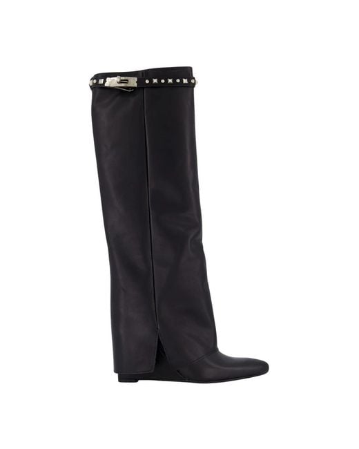 Gibaldi Black Studded Leather Wedge Boot