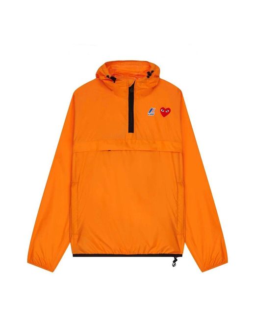 COMME DES GARÇONS PLAY Anorak-jacke aus ripstop-nylon mit logo-print in Orange für Herren