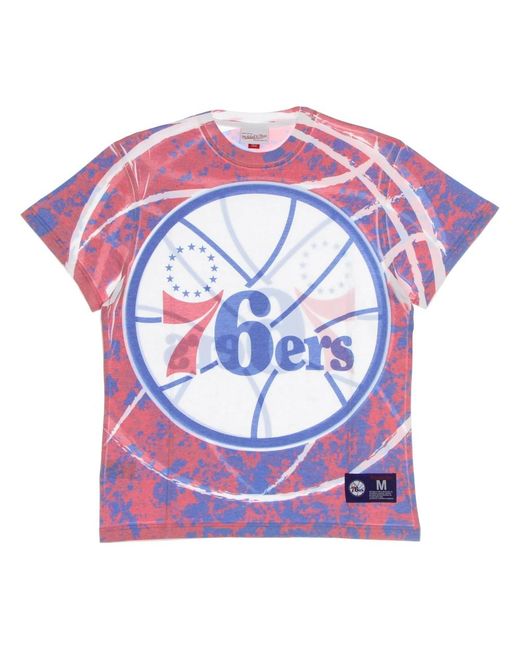 Mitchell & Ness Tops ,Veelkleurig ,Katoen Nba Jumbotron Tee Hardwood Classics Scarlet in het Pink voor heren