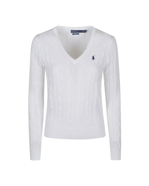 Polo Ralph Lauren White V-Neck Knitwear