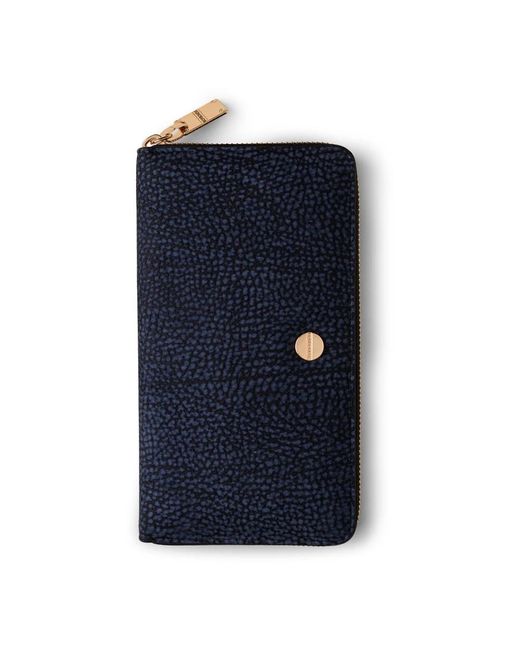 Suede zip around large wallet di Borbonese in Blue