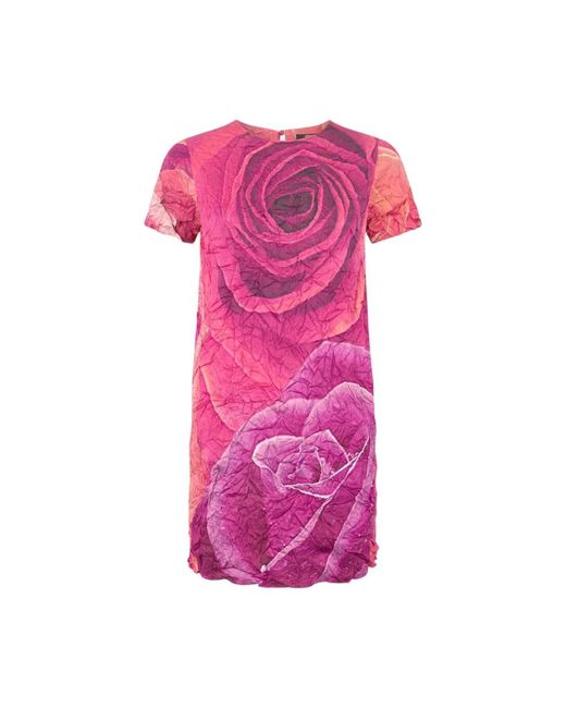Roberto Cavalli Pink Rose-Print Mini Dress