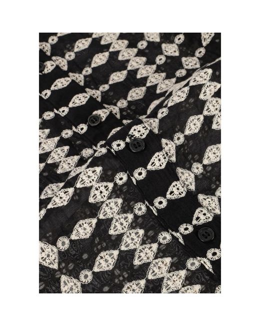 Modström Overhemden ,Zwart ,Zwarte Geborduurde Blouse in het Black