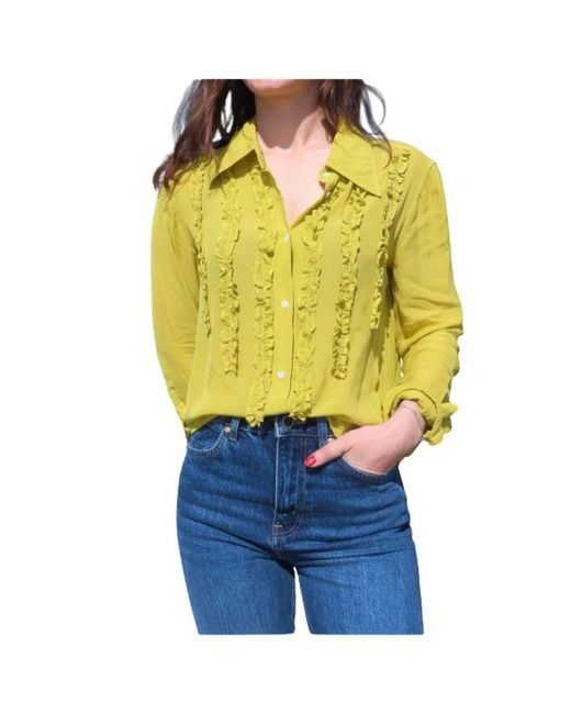 Mason's Overhemden ,Groen ,Gerimpelde Viscose Blouse in het Yellow