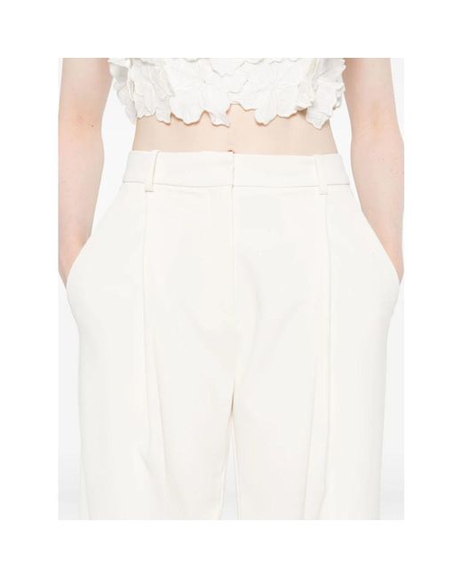 Elisabetta Franchi White Matt Weiße Plissierte Hose
