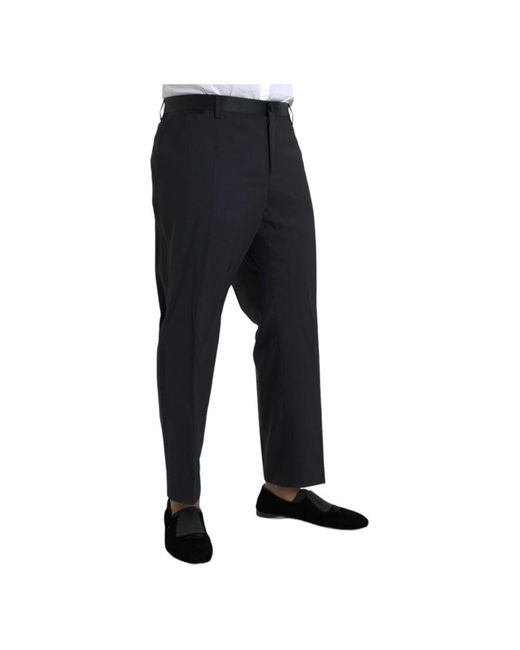 Dolce & Gabbana Blaue wolle skinny dress hose in Black für Herren
