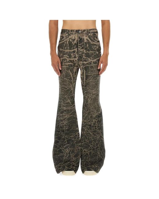 Rick Owens Green Flare Jeans for men