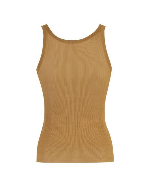 Max Mara Brown Seidenrippstricktop