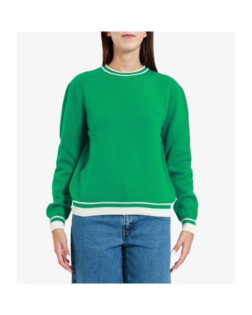 MSGM Truien & Vesten ,Groen ,Wol Groene Trui Van Wol En Kasjmier Met Geborduurd Logo in het Green