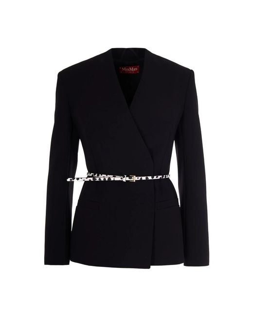 Max Mara Jassen ,Zwart ,Leer Quinoa Jacket in het Black