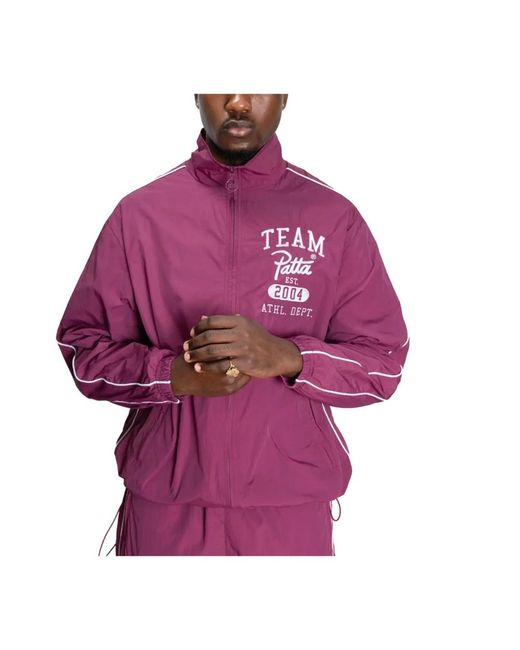 PATTA Jassen ,Roze ,Nylon Boysenberry Athletic Nylon Track Jacket in het Purple voor heren