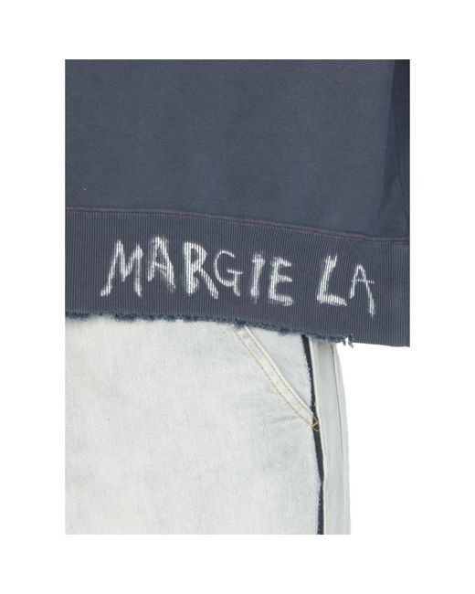 Maison Margiela Blaues crewneck sweatshirt mit logo in Blue für Herren