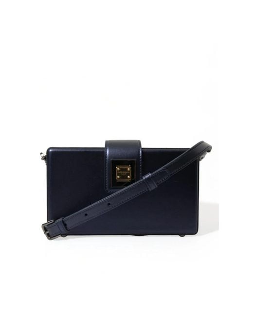 Dolce & Gabbana Blue Luxuriöse dunkelblaue lammleder box tasche