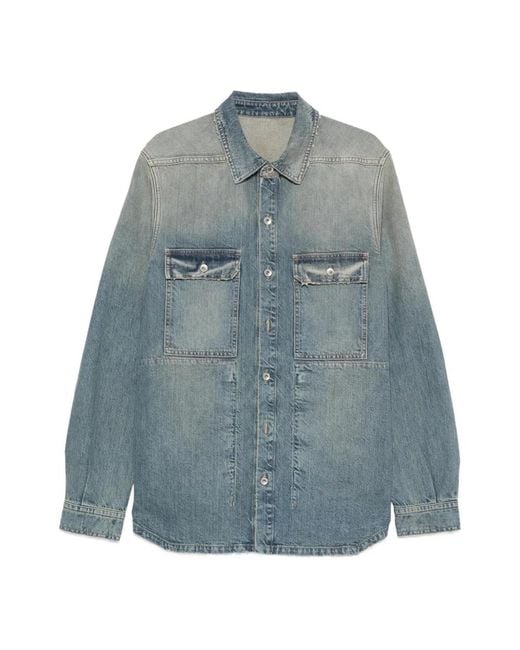 Rick Owens Blue Denim Shirts for men