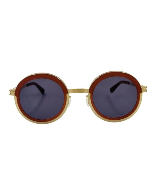 Mykita Blue Vintage runde sonnenbrille rot/gold