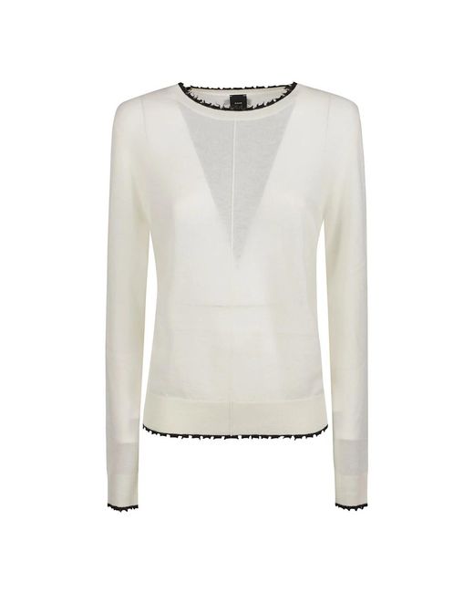 Pinko White Round-Neck Knitwear