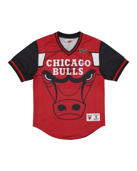 Mitchell & Ness Chicago Bulls Mesh V-Neck Jersey in Red für Herren