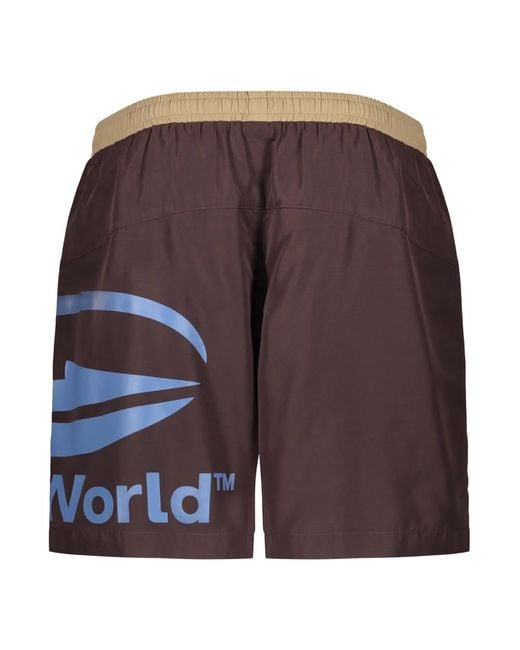 Pam Badmode ,Bruin ,Polyester Logo Print Zwemshorts in het Natural voor heren
