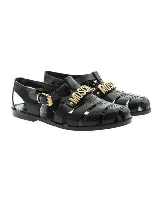 Moschino Black Flat Sandals for men