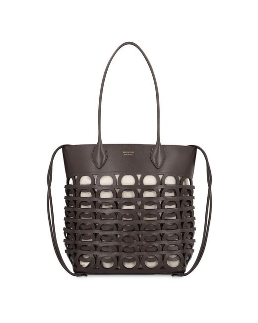 Ferragamo Black Leder Tote Tasche Mit Kordelzug