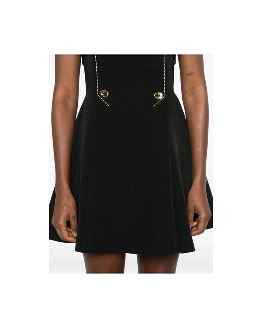 Stine Goya Black Schwarzes kleid mit eckigem ausschnitt und falten