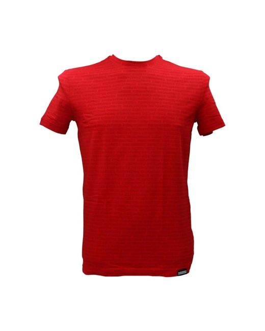 DSquared² Tops ,Rood ,Katoen Essentiële Ronde Hals T-Shirt in het Red voor heren