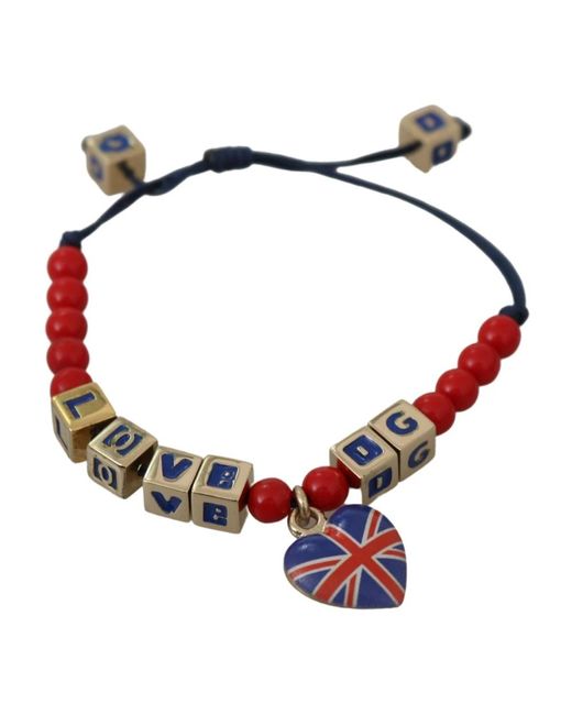 Dolce & Gabbana Red Rotes blaues perlen dg loves london flaggenarmband