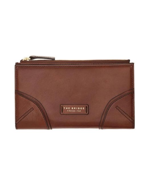 The Bridge Accessoires ,Bruin ,Leer Bruin Leren Horizontale Portemonnee Met Muntvak in het Brown