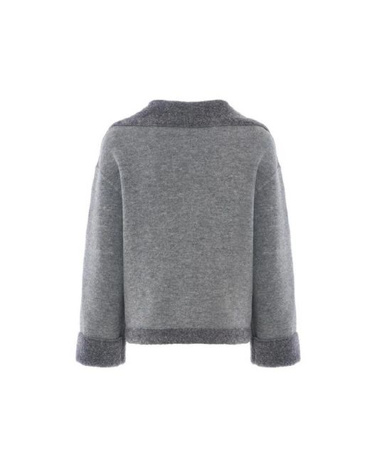 Windsor. Truien & Vesten ,Grijs ,Wol Oversized Gebreide Shearling Jas in het Gray