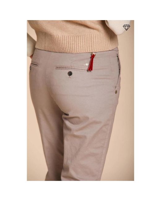 Mason's Broeken ,Katoen Slim Fit Satin Chino Broek in het Natural