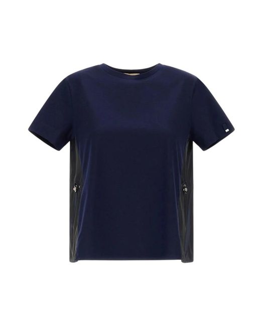 Herno Tops ,Blauw ,Katoen Jersey Katoenen T-Shirt Met Tafetta Achterkant in het Blue