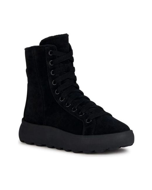 Geox Black Lace-Up Boots