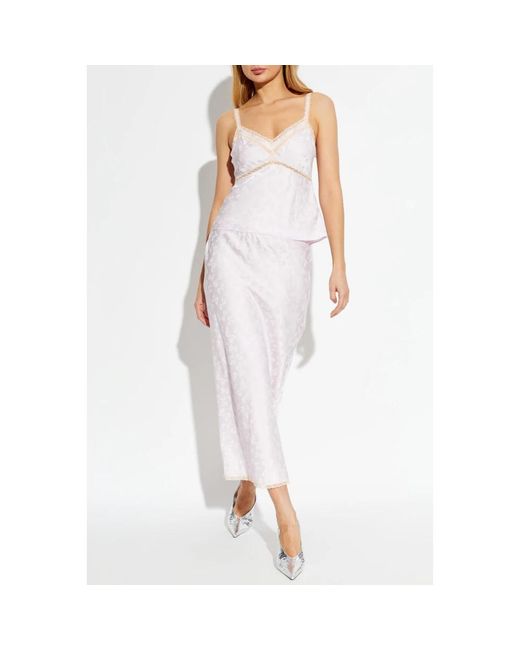 LoveShackFancy Rokken ,Roze ,Satijn Kalo Skirt in het White