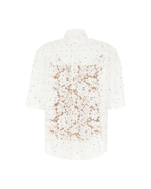 Michael Kors Overhemden ,Wit ,Polyester Shirt Met Studs En Bloemmotief Van Kant in het White