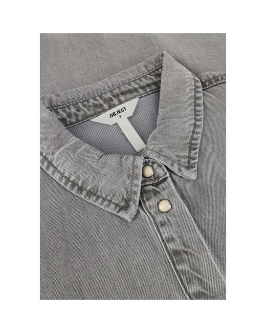 Object Overhemden ,Grijs ,Grijze Blouse Met Lange Mouwen in het Gray